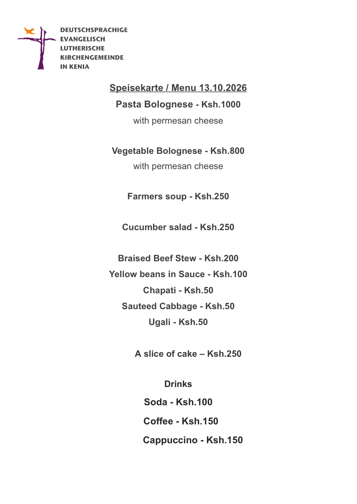 Aktuelles Menu - 13.10.2026